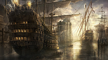 Transport, Landscape, Art, Ships, Sea HD wallpaper