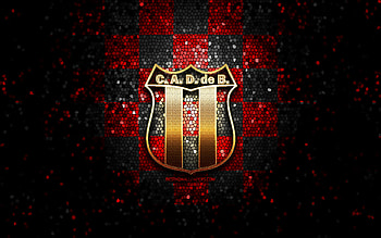 Club Atletico Defensores de Belgrano, glitter logo, Primera Nacional, red black checkered background, soccer, argentinian football club, CA Defensores de Belgrano logo, mosaic art, Defensores de Belgrano FC, football, CA Defensores de Belgrano HD wallpaper
