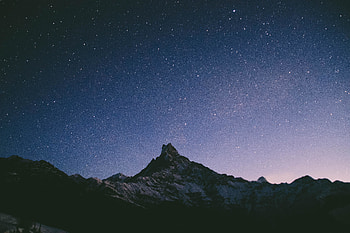 Starry sky, mountain, cliffs, nature HD wallpaper