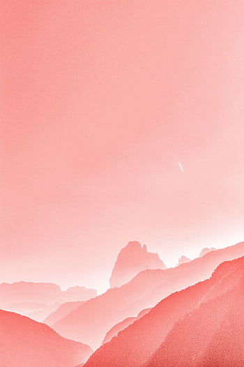 Beautiful serene mountain landscape in soft pastel pink, perfect for a minimalist and artistic touch. HD phone wallpaper
