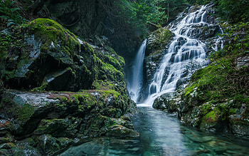 Kennedy Falls, rocks, waterfall, mountain waterfall, North Vancouver, British Columbia, Canada HD wallpaper