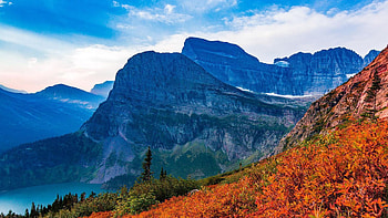 Glacier National Park, Montana, autumn, landscape, sky, usa, clouds HD wallpaper