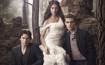 Nina Dobrev and Paul Wesley, Ian Somerhalder HD wallpaper