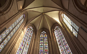 Church, stained glass, inside, windows HD wallpaper