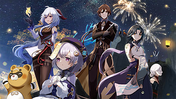 Ganyu Guoba Qiqi Xiao Zhongli Genshin Impact HD wallpaper