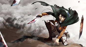 Levi, sword, anime, snk, titans, blood, warrior HD wallpaper