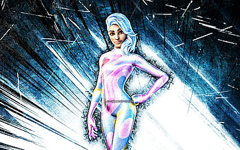 Party MVP, grunge art, Fortnite Battle Royale, Fortnite characters, Party MVP Skin, blue abstract rays, Fortnite, Party MVP Fortnite HD wallpaper