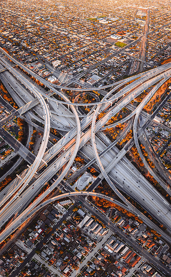 Cities, Sunset, Roads, View From Above, Branching, Ramification, Los Angeles, Transport Interchange, Interchange HD phone wallpaper