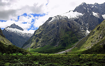 Nature, Sky, Mountains, Snow, Greens, Height, Greatness, Grandeur HD wallpaper