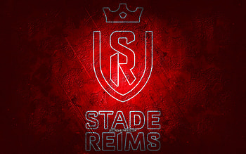 Stade de Reims, French football team, red background, Stade de Reims logo, grunge art, Ligue 1, France, football, Stade de Reims emblem HD wallpaper