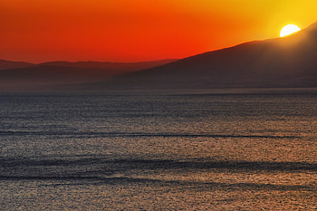 Calm, sea, sunset, nature, skyline HD wallpaper