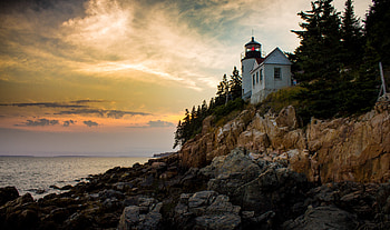 Nature, Sea, Twilight, Building, Rocks, Dusk, Lighthouse HD wallpaper
