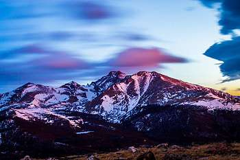 Nature, Sunset, Mountains, Snow, Vertex, Tops HD wallpaper