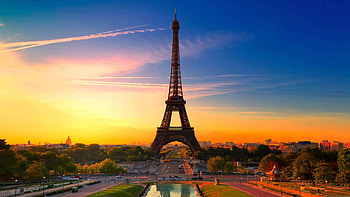 Eiffel Tower, Sunset, Paris, U HD wallpaper