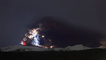 Dirty Thunderstorms, dirty, eyjafjallajokull, lighting, thunderstorm, volcano, iceland, nature HD wallpaper