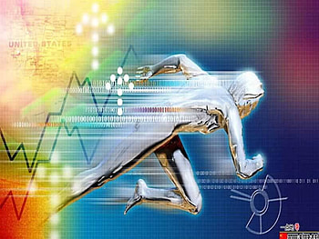 Olympic Man, graph lines, running, man, rainbow colours, sports HD wallpaper