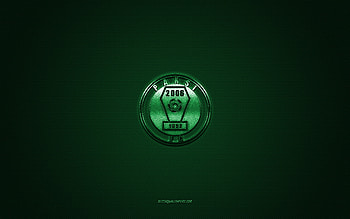 Paksi FC, Hungarian football club, green logo, green carbon fiber background, Nemzeti Bajnoksag I, football, NB I, Paksi, Hungary, Paksi FC logo HD wallpaper