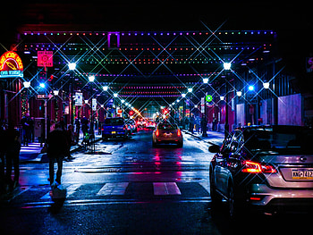 City, road, night, dark, lights HD wallpaper