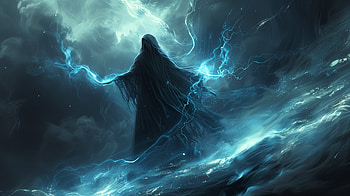 Enigmatic Wizard Casting Spells, fantasy, wizard, mage, lightning spell HD wallpaper