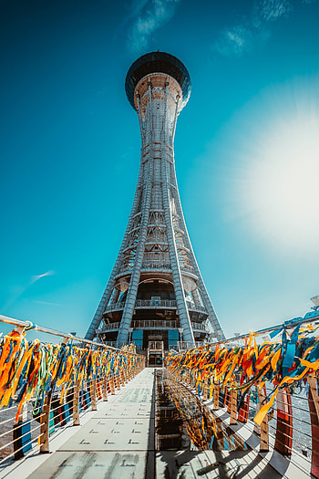 Architecture, Building, Miscellanea, Miscellaneous, Multicolored, Motley, Tower, Ribbon, Ribbons HD phone wallpaper
