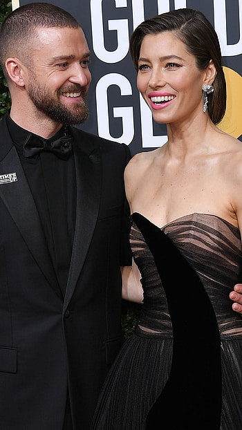 Justin Timberlake, Jessica Biel, Golden Globes fashion, quality HD phone wallpaper