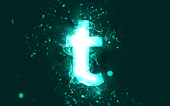 Tumblr turquoise logo, , turquoise neon lights, creative, turquoise abstract background, Tumblr logo, social network, Tumblr HD wallpaper
