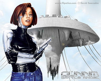 space girl, space, station, girl, gun HD wallpaper