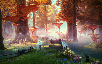 Infinity Nikki Concept: Enchanted Mushroom Forest, video game, Infinity Nikki, concept art, fantasy forest HD wallpaper