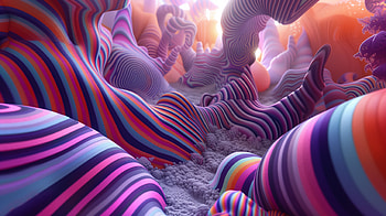 Hypnotic Abstract Swirls - Trippy, Abstract, trippy, colorful, 3D, landscape HD wallpaper