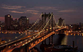 Manhattan Bridge, New York at Night HD wallpaper