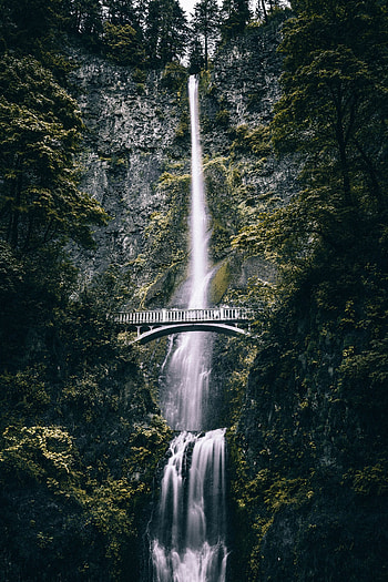 Nature, Rock, Waterfall, Bridge, Cliff HD phone wallpaper