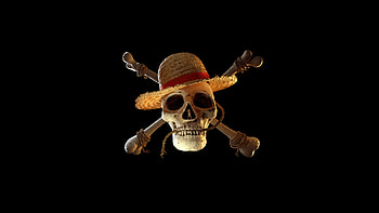 One Piece Netflix Logo , one-piece, tv-shows, skull, pirate, netflix, logo, dark, black HD wallpaper