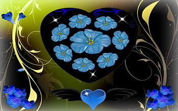 Blue Heaven, blue flower heart, blue vision, centre heart, in blue HD wallpaper