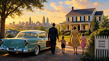 The American Dream: Homeward Sunset ( ), Family, House, Car HD wallpaper