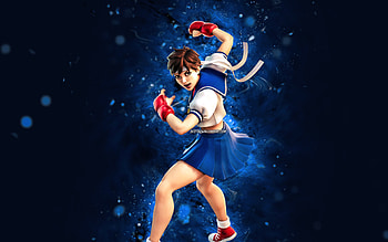 Sakura, , blue neon lights, Fortnite Battle Royale, Fortnite characters, Sakura Skin, Fortnite, Sakura Fortnite HD wallpaper