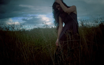 Beauty in Field, graphy, field, clouds, beautiful, nature, girl, woman, beauty HD wallpaper