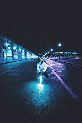 Miscellanea, Miscellaneous, Asphalt, Neon, Lamp, Mask, Human, Person HD phone wallpaper