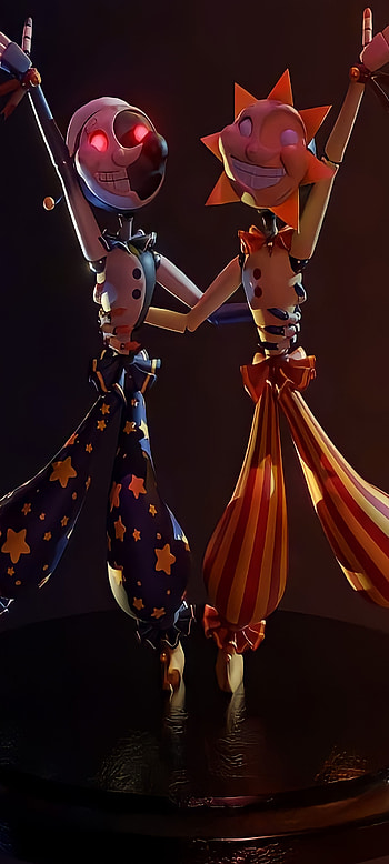 Sundrop y moondrop, breach, sol, security, personajes, videojuego, fnaf, guarderia, juego, luna HD phone wallpaper
