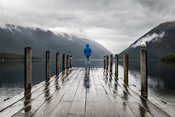 Privacy, Nature, Mountains, Pier, Seclusion, Human, Person, Loneliness HD wallpaper