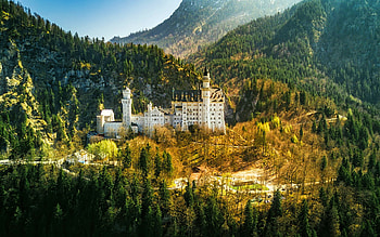 Neuschwanstein Castle, summer, german landmarks, Bavarian Alps, beautiful castle, mountain landscape, castles of Germany, Schwangau, Bavaria, Germany, Europe HD wallpaper