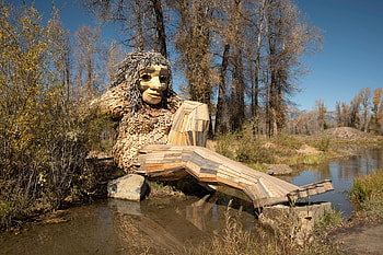 Mama Mimi Bridge, Wilson, Wyoming, bridge, creek, wood, usa HD wallpaper