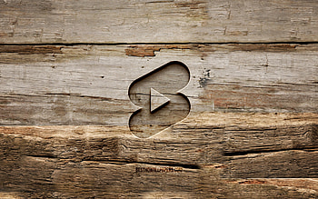 Youtube shorts wooden logo, , wooden backgrounds, social networks, Youtube shorts logo, creative, wood carving, Youtube shorts HD wallpaper
