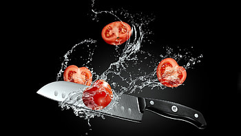 Knife and tomato , backgrounds, Culinary art, Digital design HD wallpaper