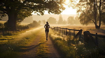Morning jogging 3, jogging, morning, countryside, nature HD wallpaper