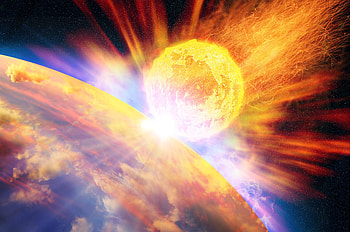 Universe, Fire, Miscellanea, Miscellaneous, Earth, Land, Planet, Apocalypse, Meteorite HD wallpaper