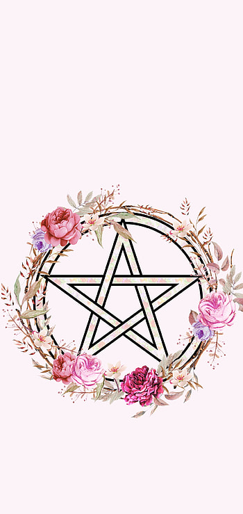 Floral Pentacle Pink, Wicca, Pagan, Spring, Witch HD phone wallpaper