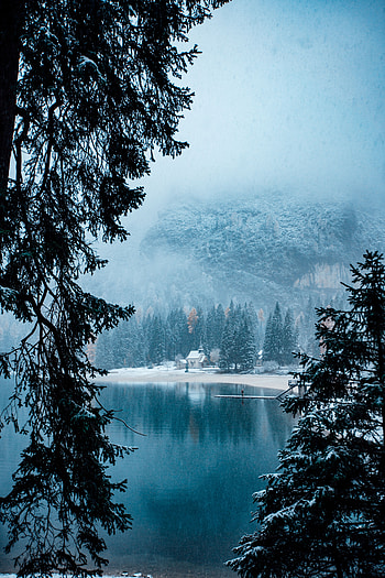 Landscape, Winter, Nature, Lake, Shore, Bank, Snowstorm HD phone wallpaper