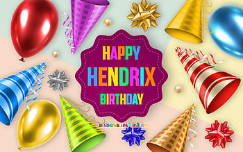 Happy Birtay Hendrix, , Birtay Balloon Background, Hendrix, creative art, Happy Hendrix birtay, silk bows, Hendrix Birtay, Birtay Party Background HD wallpaper