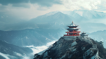 Majestic Mountain Temple: Buddhist Serenity, buddhist temple, mountain HD wallpaper