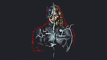 Captain America Vs Thor , captain-america, thor, superheroes, artwork, minimalism, artist HD wallpaper